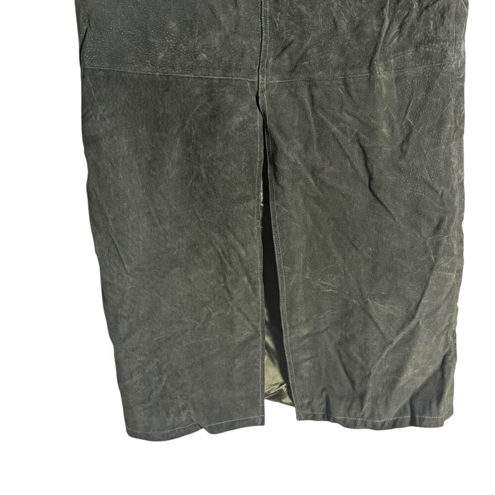 BlankNYC Hunter Green Retro Suede Leather Front Slit Pencil Midi Skirt Size 27 - Picture 9 of 16